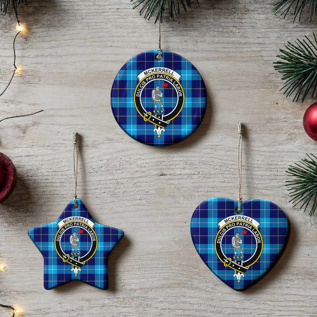 McKerrell Tartan Crest Christmas Ceramic Ornament