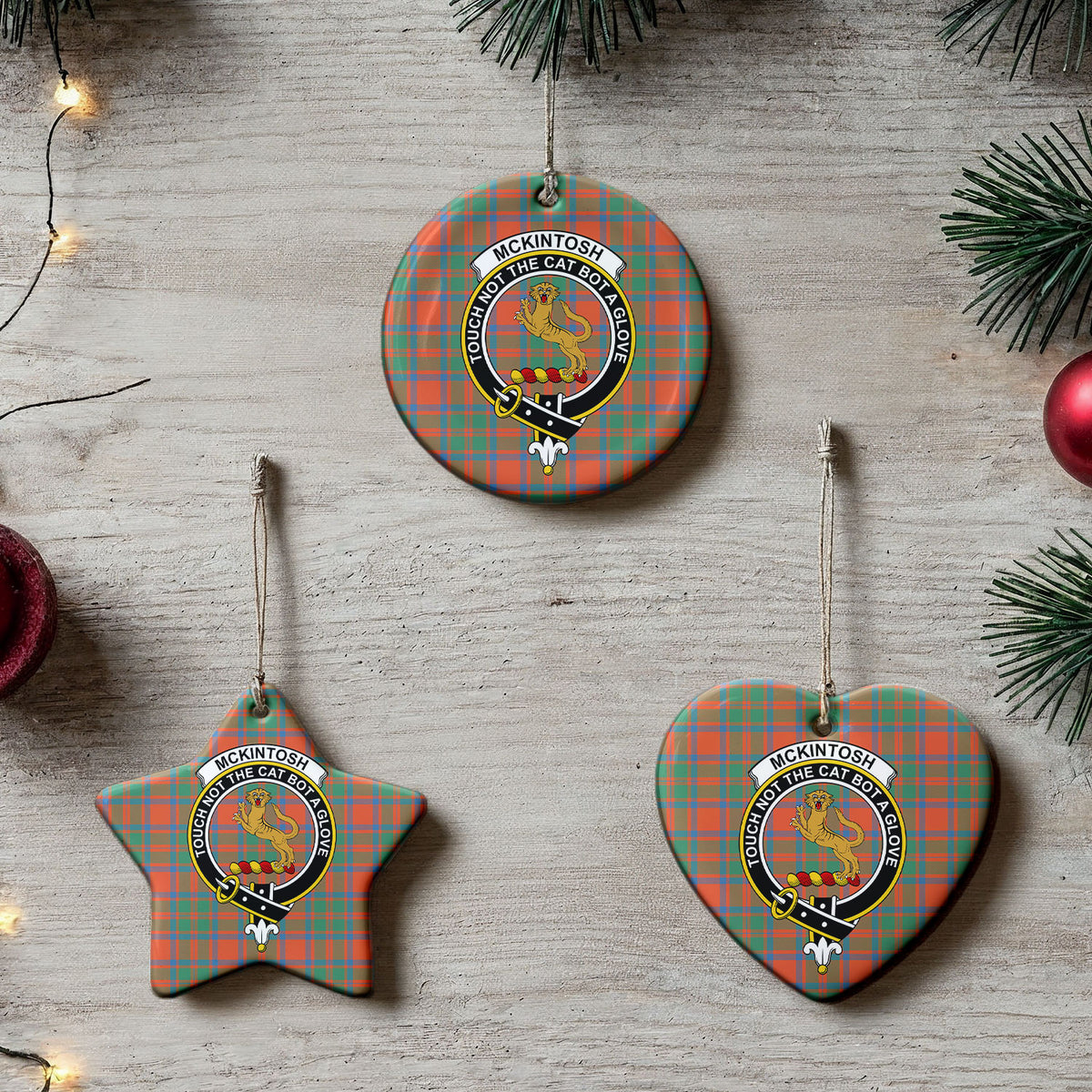 McKintosh Ancient Tartan Crest Christmas Ceramic Ornament