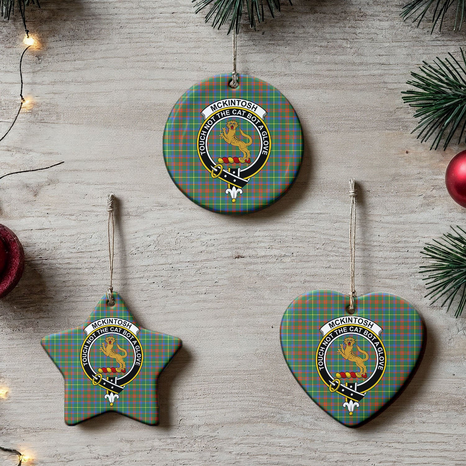 McKintosh Hunting Ancient Tartan Crest Christmas Ceramic Ornament