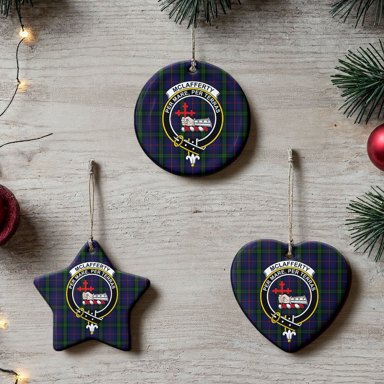 McLafferty Tartan Crest Christmas Ceramic Ornament