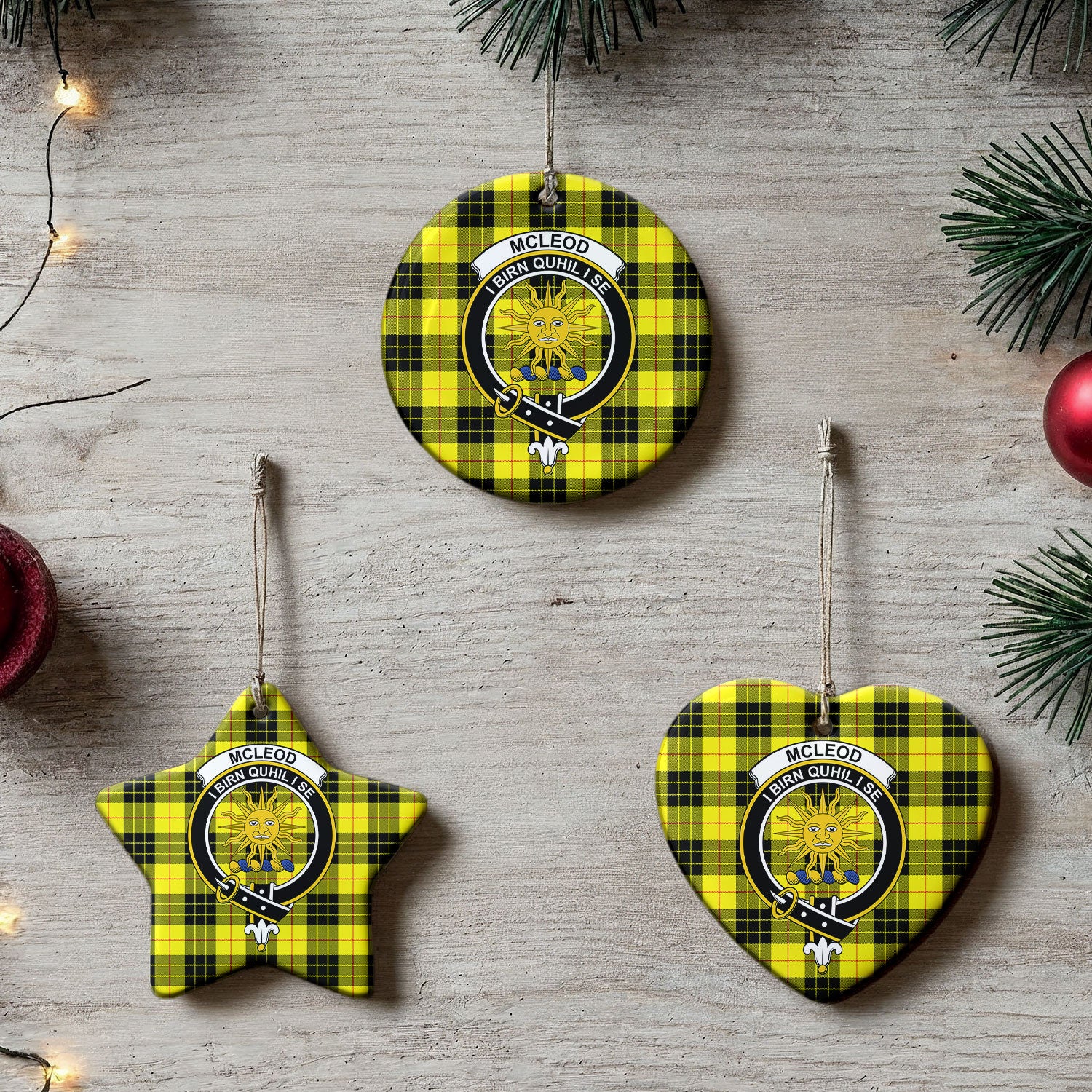 McLeod of Lewis Modern Tartan Crest Christmas Ceramic Ornament