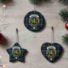 McThomas Modern Tartan Crest Christmas Ceramic Ornament