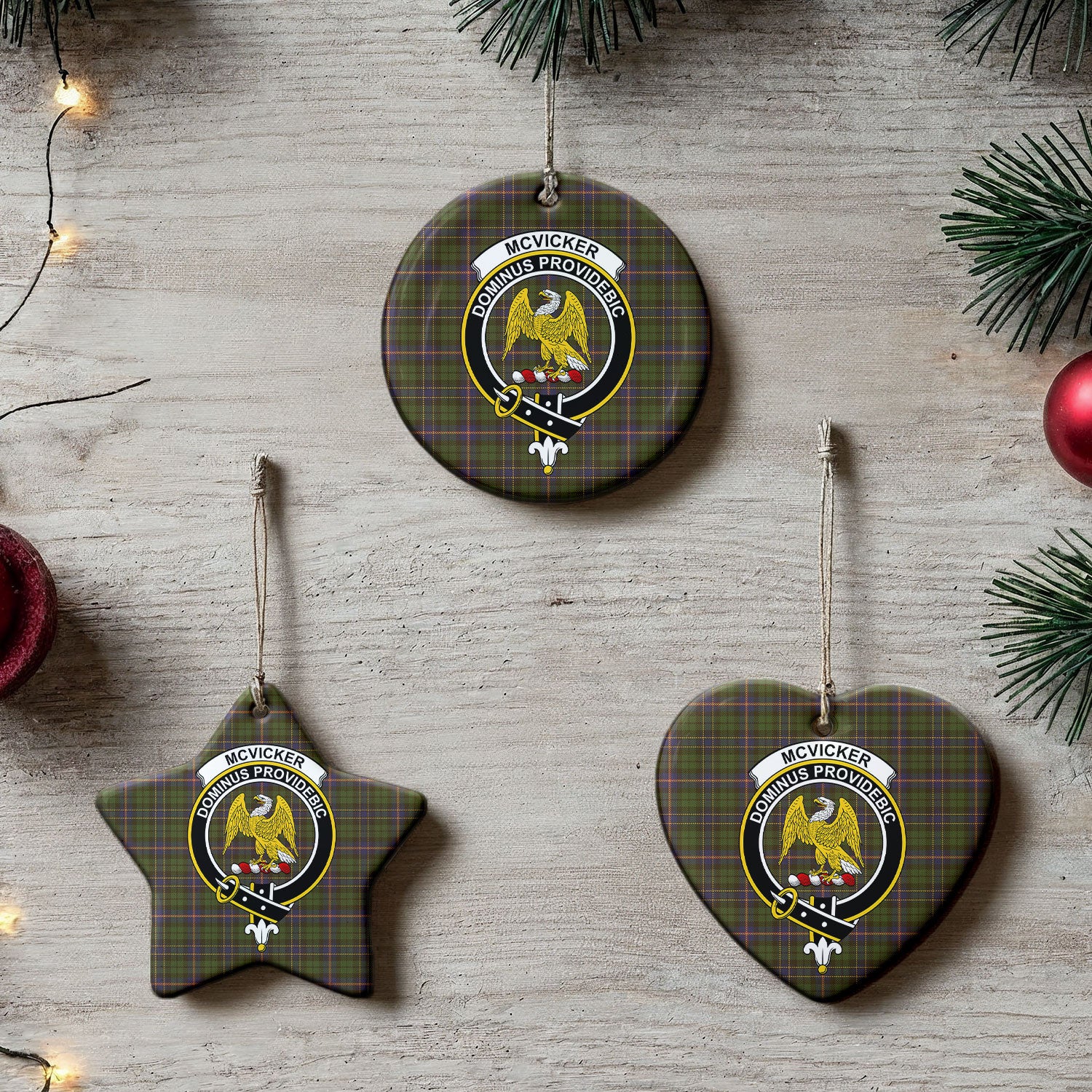 McVicker Tartan Crest Christmas Ceramic Ornament