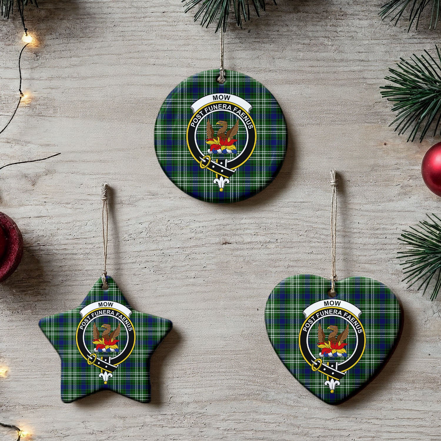 Mow Tartan Crest Christmas Ceramic Ornament