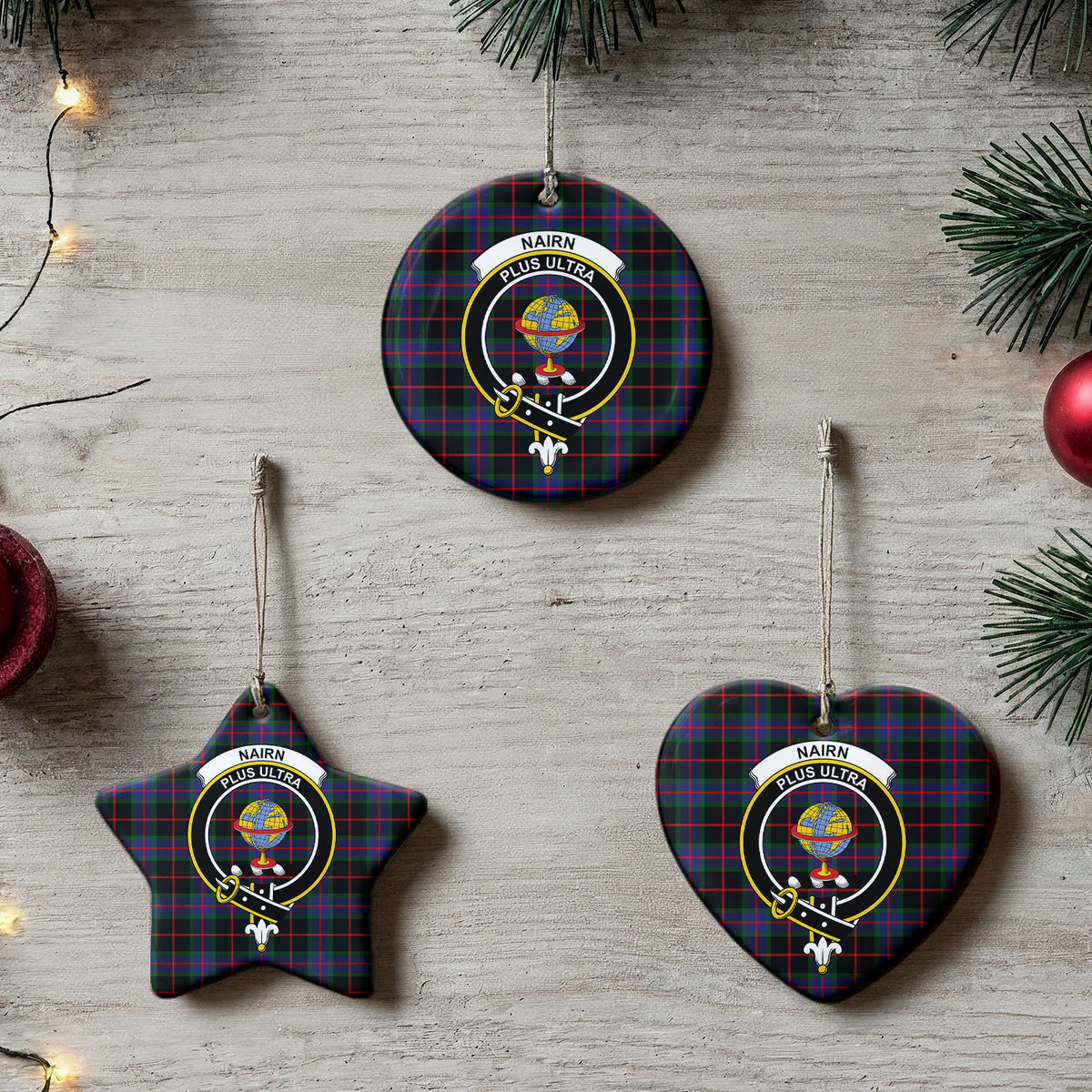 Nairn Tartan Crest Christmas Ceramic Ornament