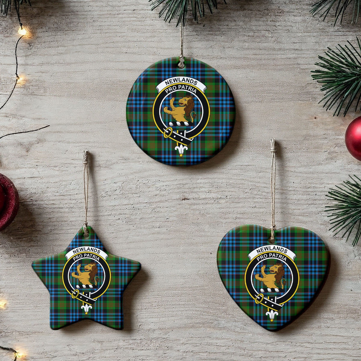 Newlands Tartan Crest Christmas Ceramic Ornament