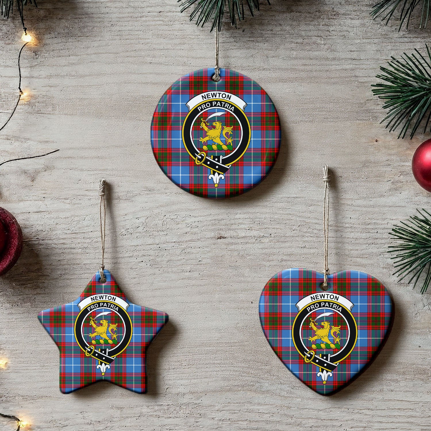 Newton Tartan Crest Christmas Ceramic Ornament