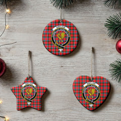 Sinclair Modern Tartan Crest Christmas Ceramic Ornament