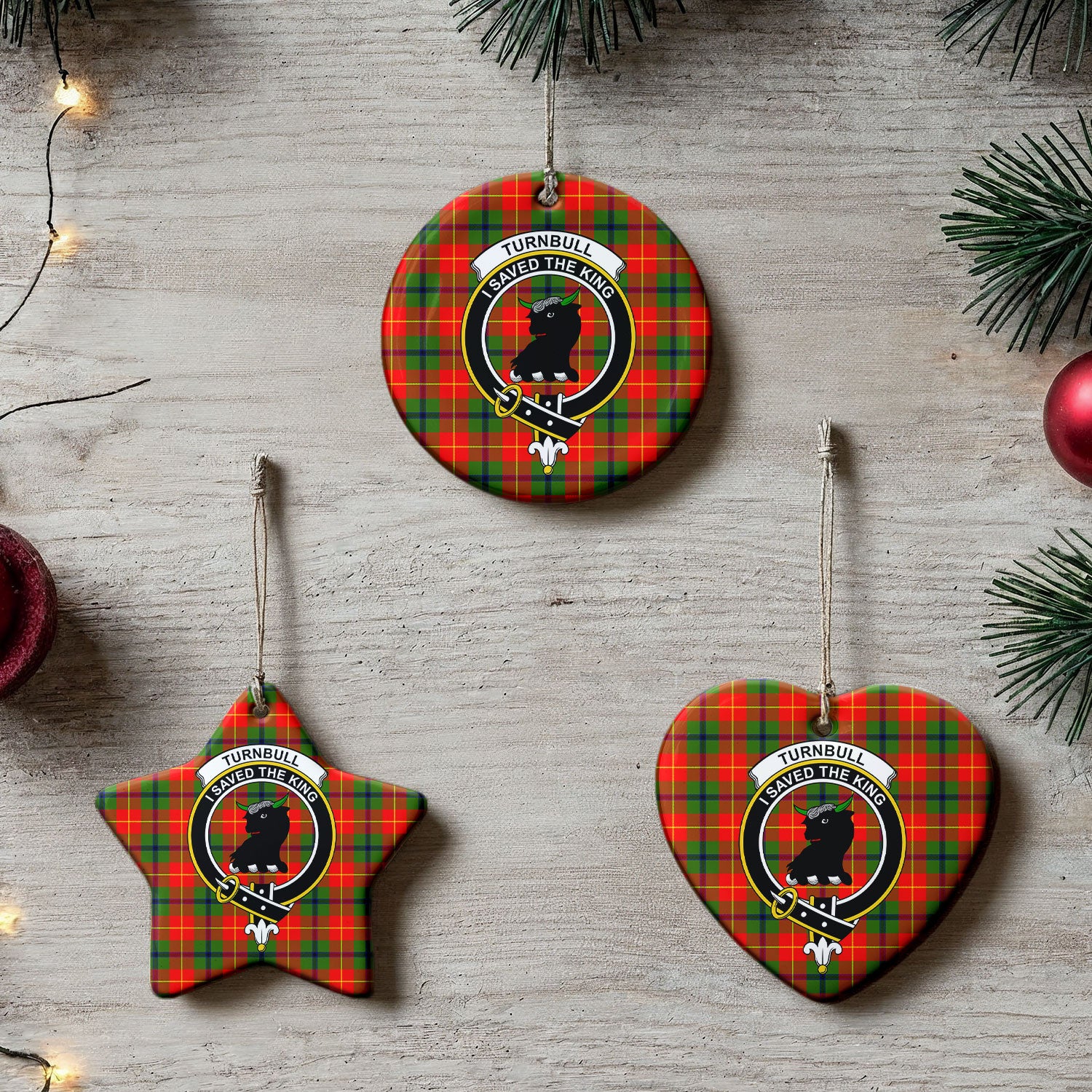 Turnbull Dress Tartan Crest Christmas Ceramic Ornament