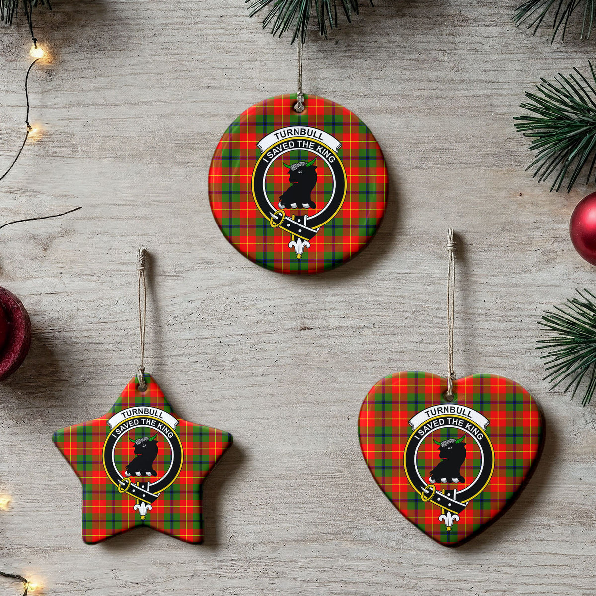Turnbull Dress Tartan Crest Christmas Ceramic Ornament