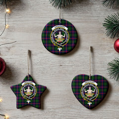 Urquhart Modern Tartan Crest Christmas Ceramic Ornament