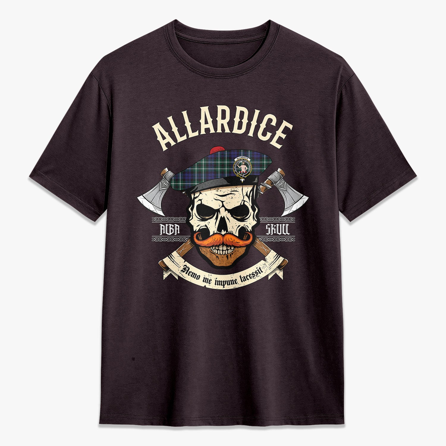 Allardice Tartan Crest 2D T-shirt - Alba Skull Style