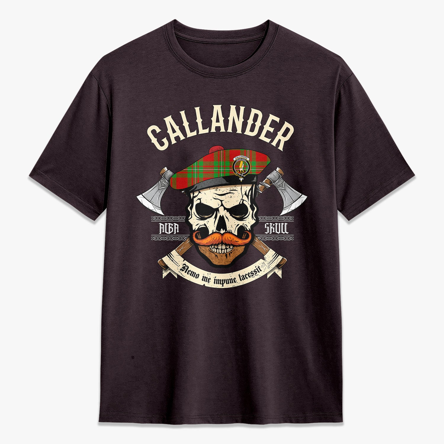 Callander Tartan Crest 2D T-shirt - Alba Skull Style