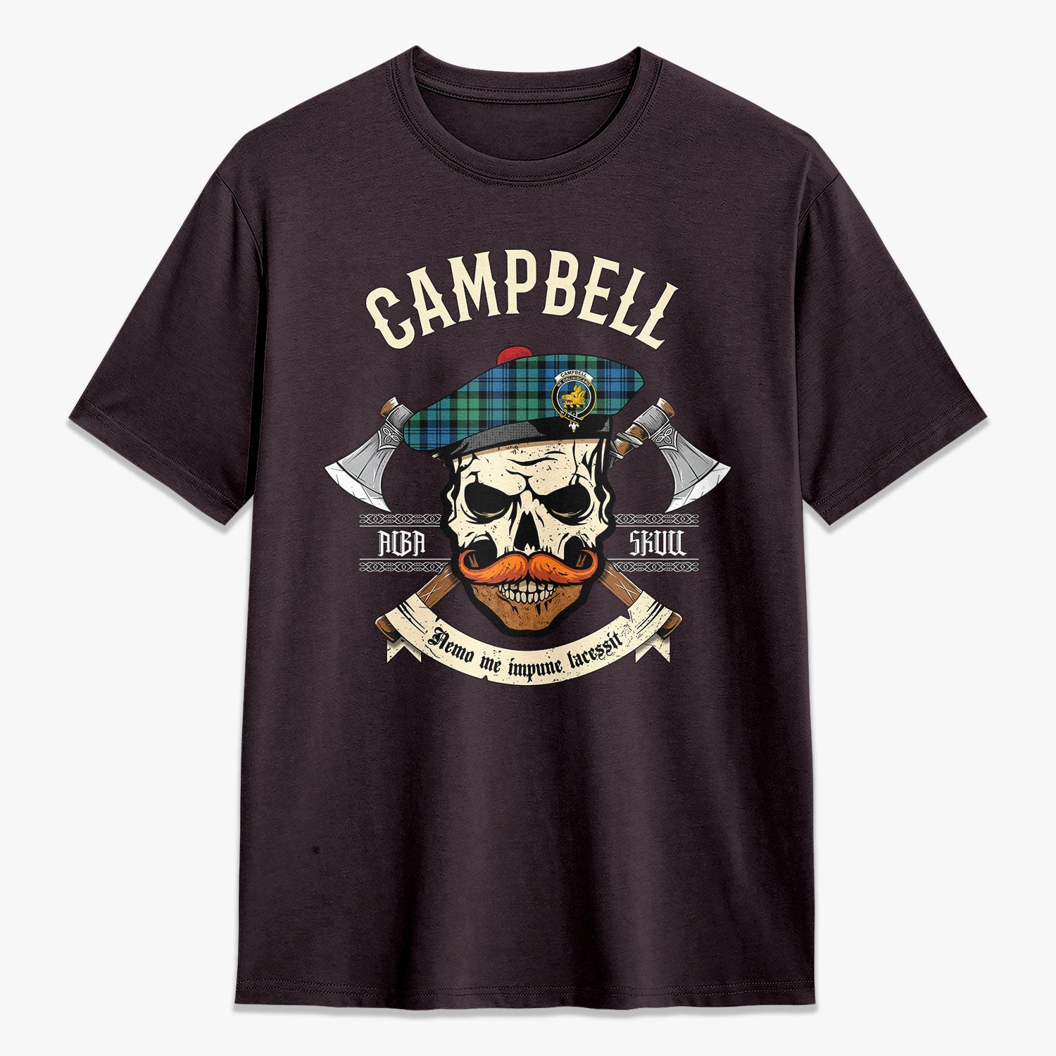 Campbell Ancient 01 Tartan Crest 2D T-shirt - Alba Skull Style