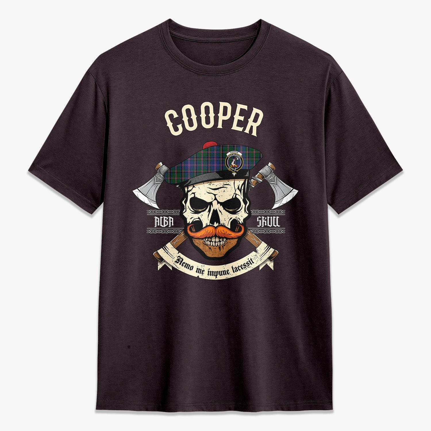 Cooper Tartan Crest 2D T-shirt - Alba Skull Style