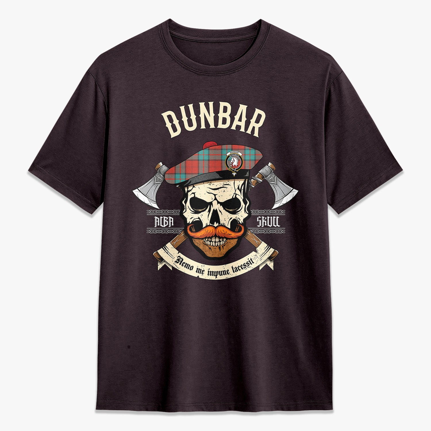 Dunbar Ancient Tartan Crest 2D T-shirt - Alba Skull Style