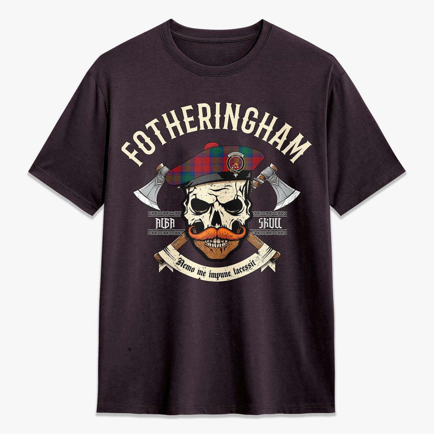 Fotheringham Tartan Crest 2D T-shirt - Alba Skull Style