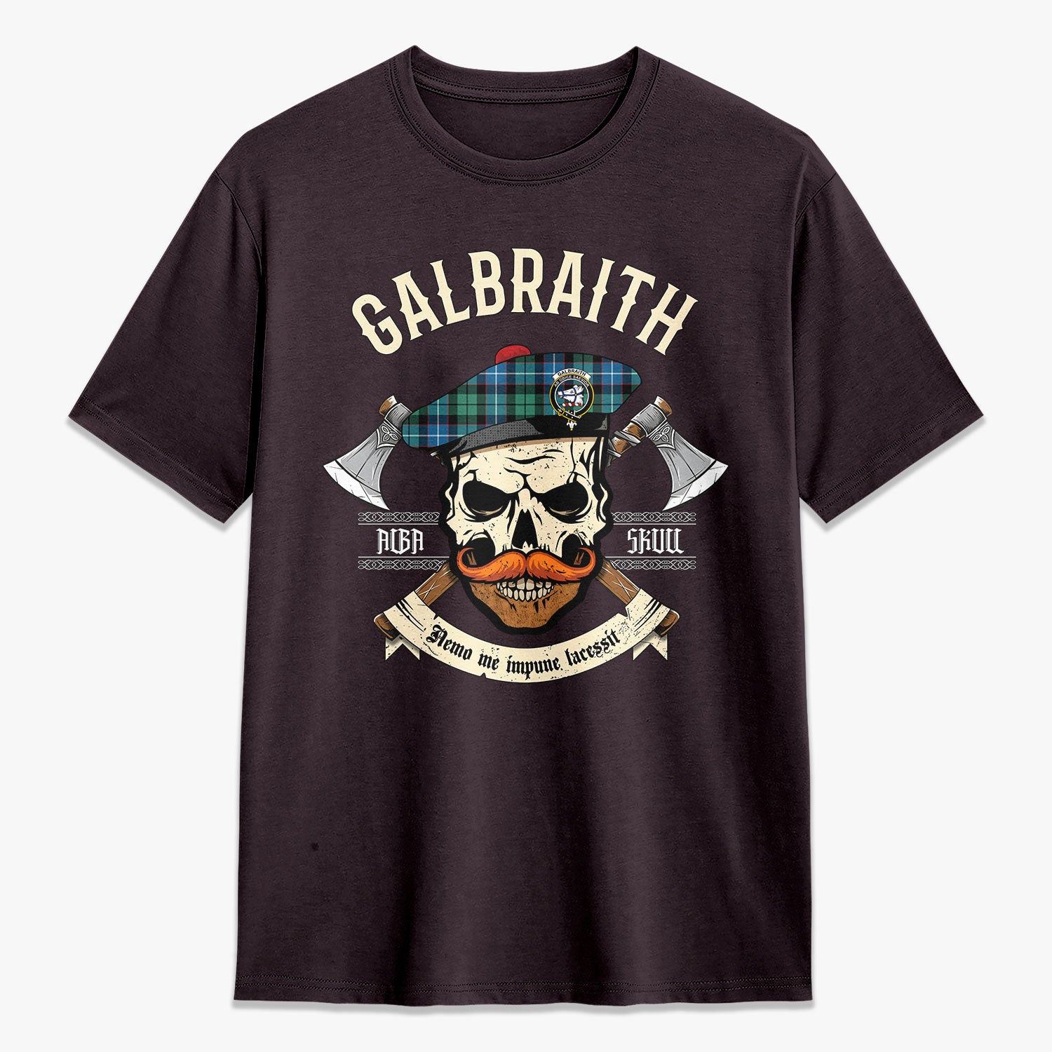 Galbraith Ancient Tartan Crest 2D T-shirt - Alba Skull Style