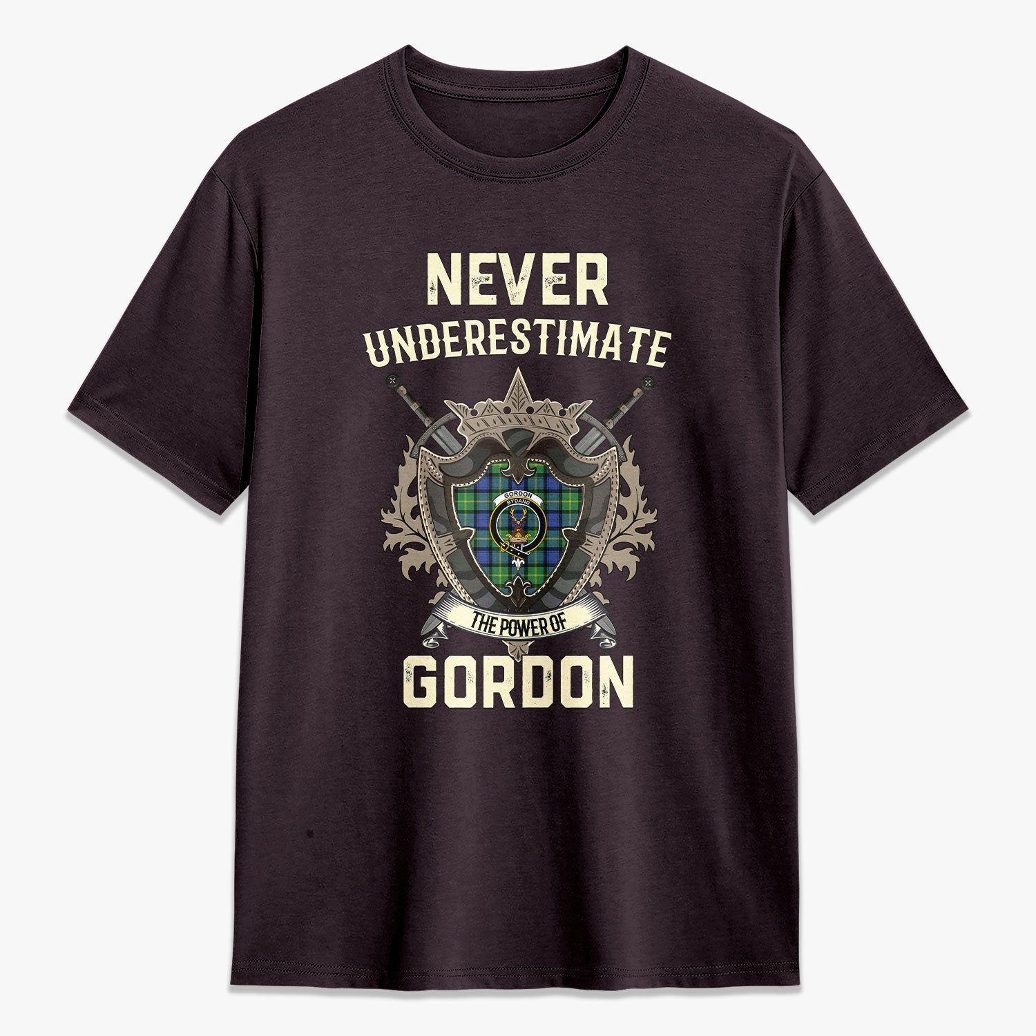 Gordon Old Ancient Tartan Crest 2D T-shirt - Never Underestimate Style