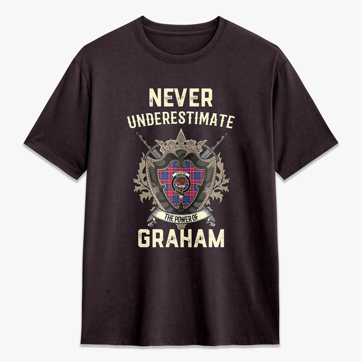 Graham of Menteith Red Tartan Crest 2D T-shirt - Never Underestimate Style