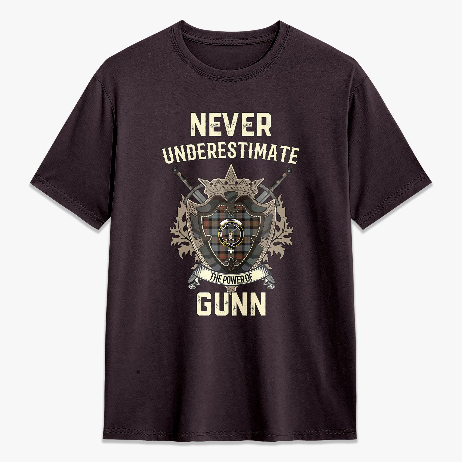 Gunn Weathered Tartan Crest 2D T-shirt - Never Underestimate Style