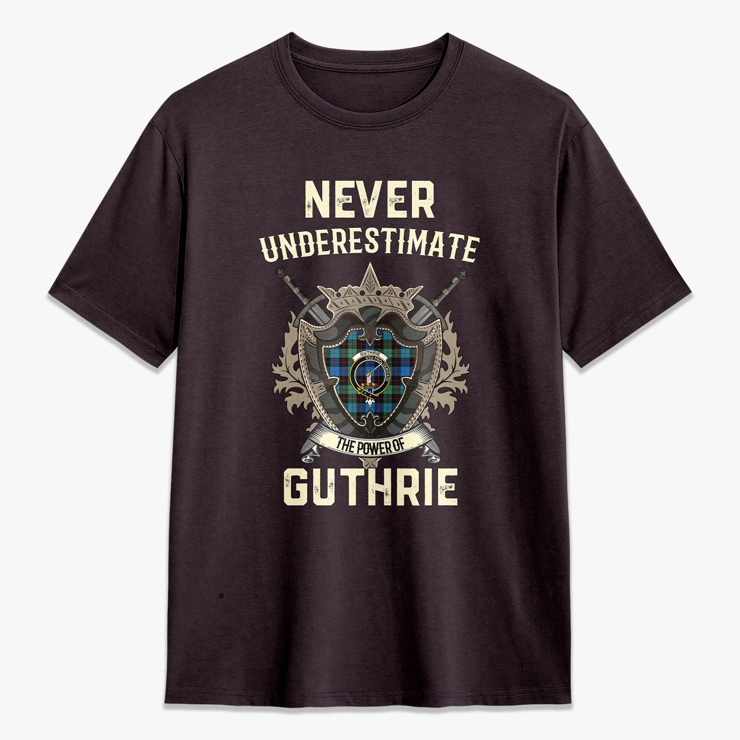 Guthrie Ancient Tartan Crest 2D T-shirt - Never Underestimate Style