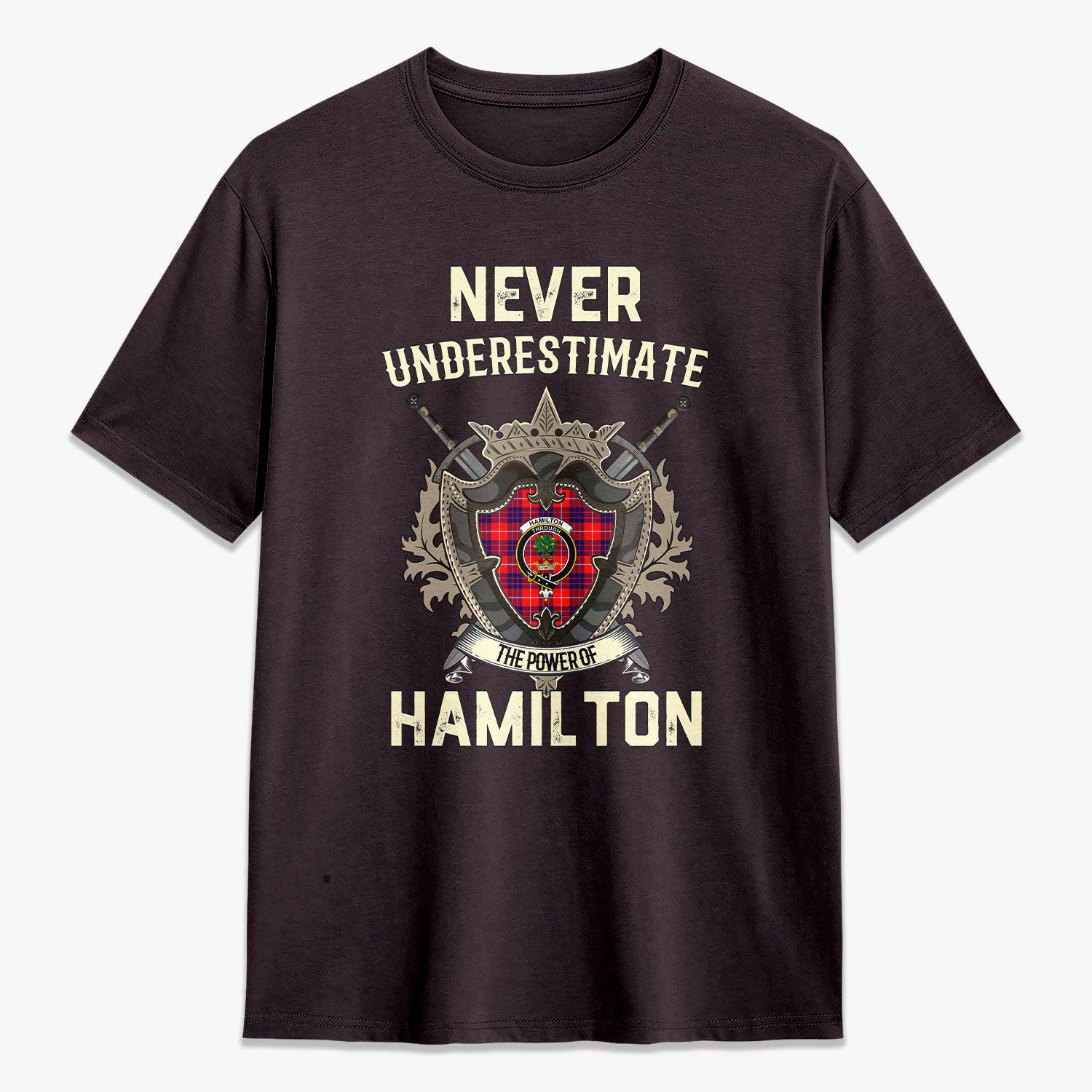 Hamilton Modern Tartan Crest 2D T-shirt - Never Underestimate Style