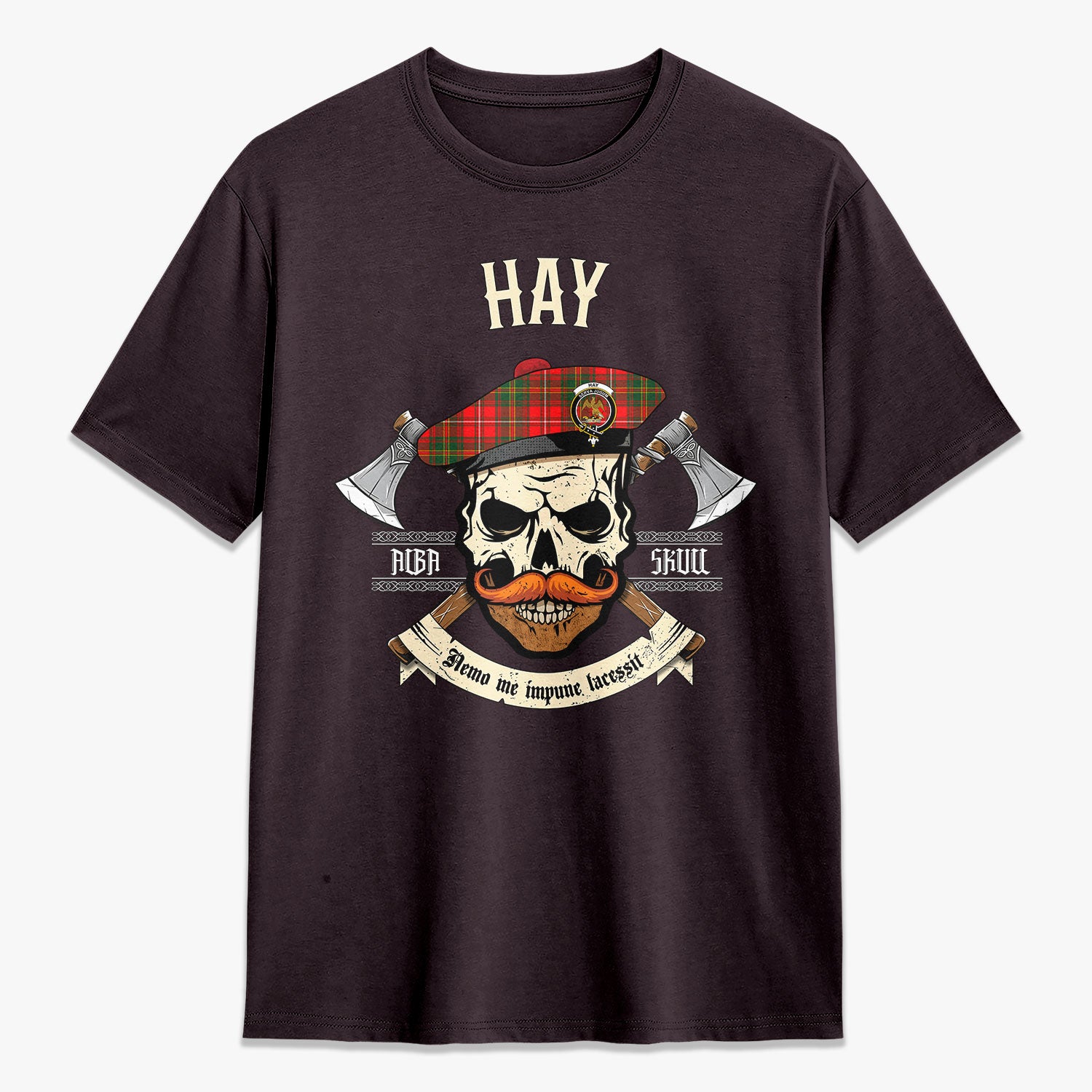 Hay Modern Tartan Crest 2D T-shirt - Alba Skull Style