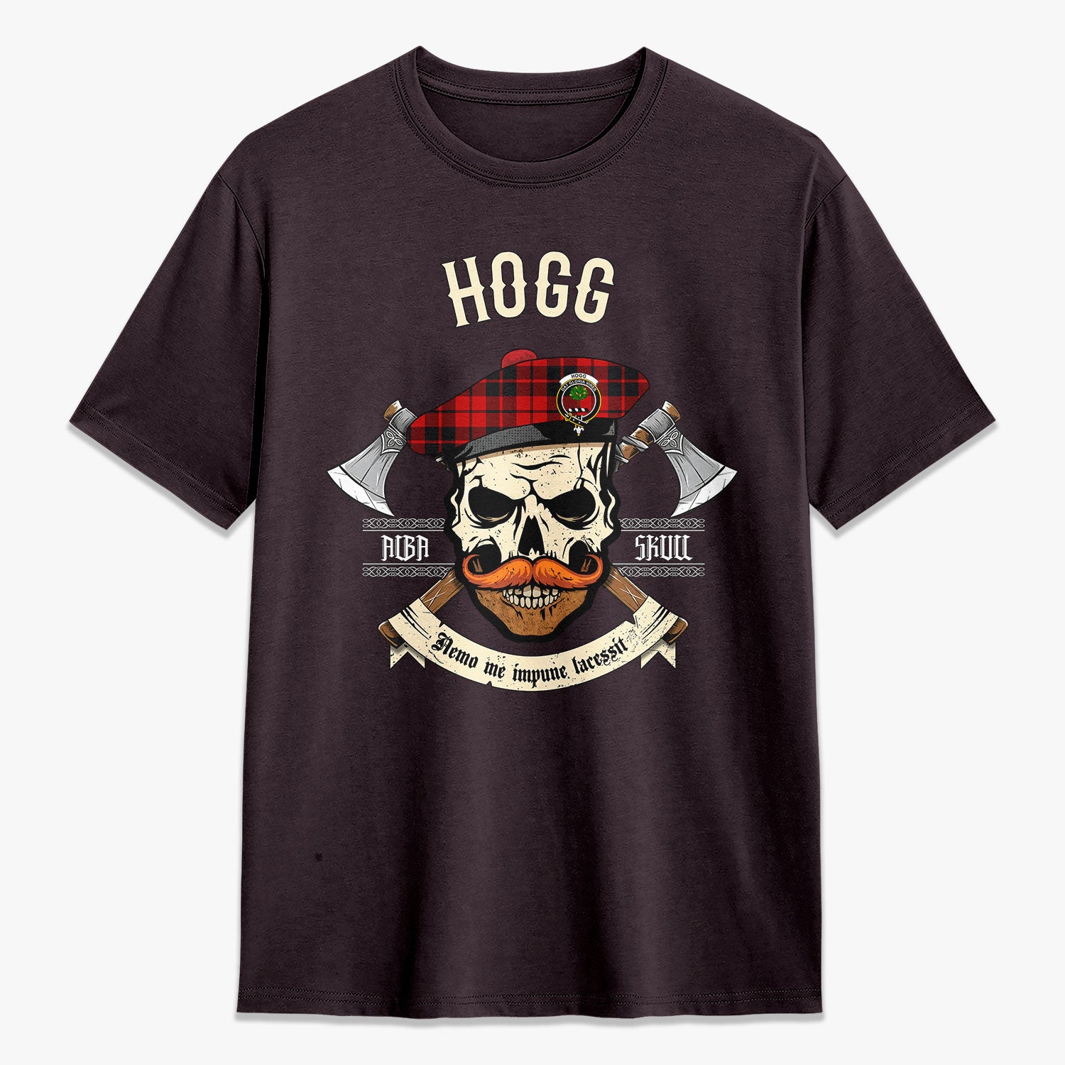 Hogg Tartan Crest 2D T-shirt - Alba Skull Style