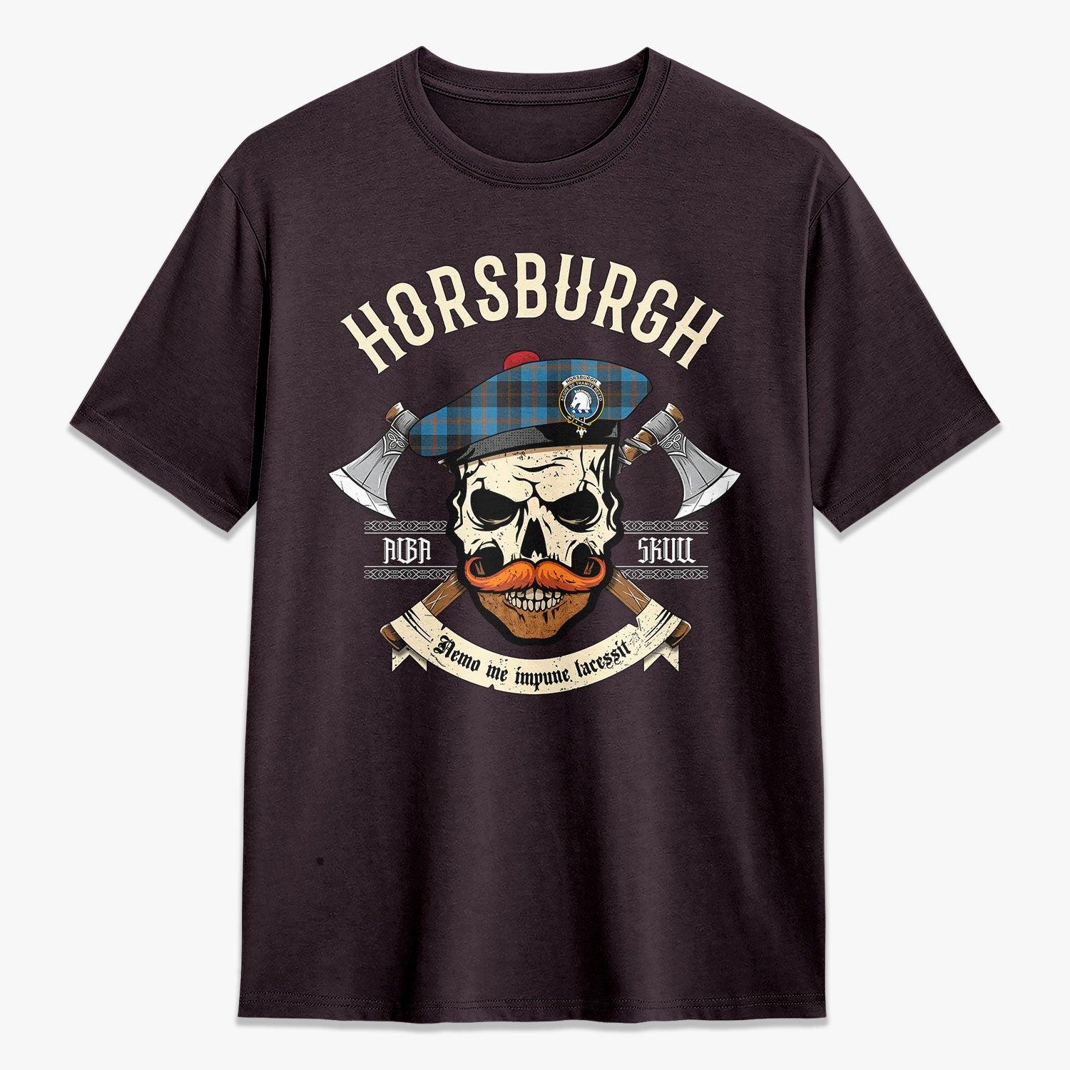 Horsburgh Tartan Crest 2D T-shirt - Alba Skull Style