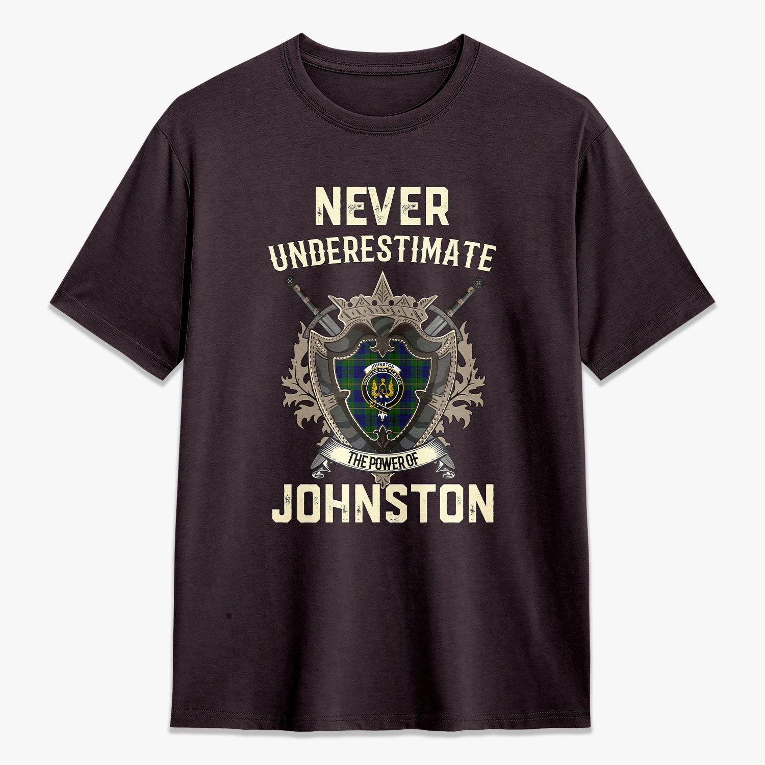 Johnston Modern Tartan Crest 2D T-shirt - Never Underestimate Style