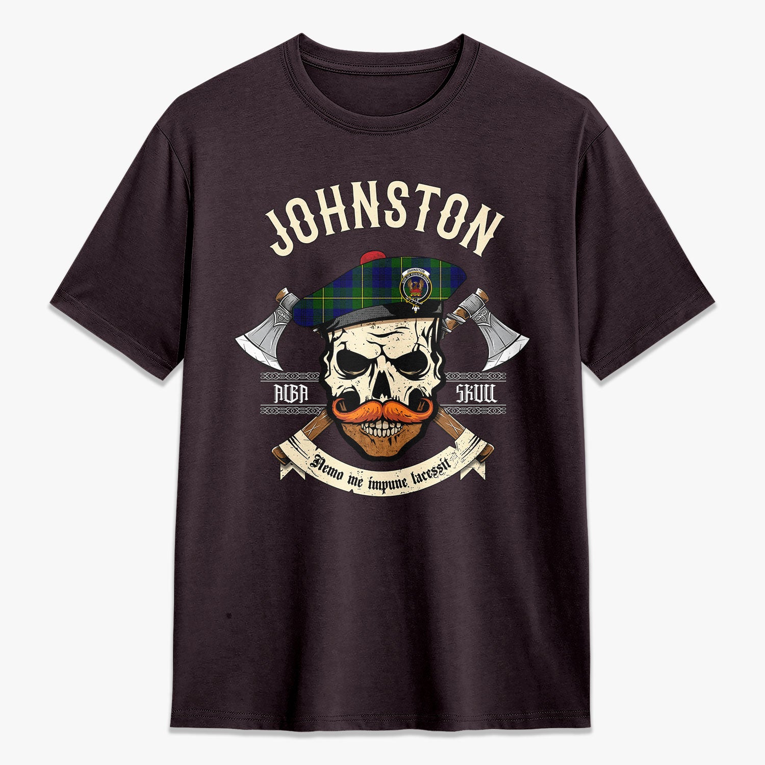 Johnston of Caskieben Tartan Crest 2D T-shirt - Alba Skull Style