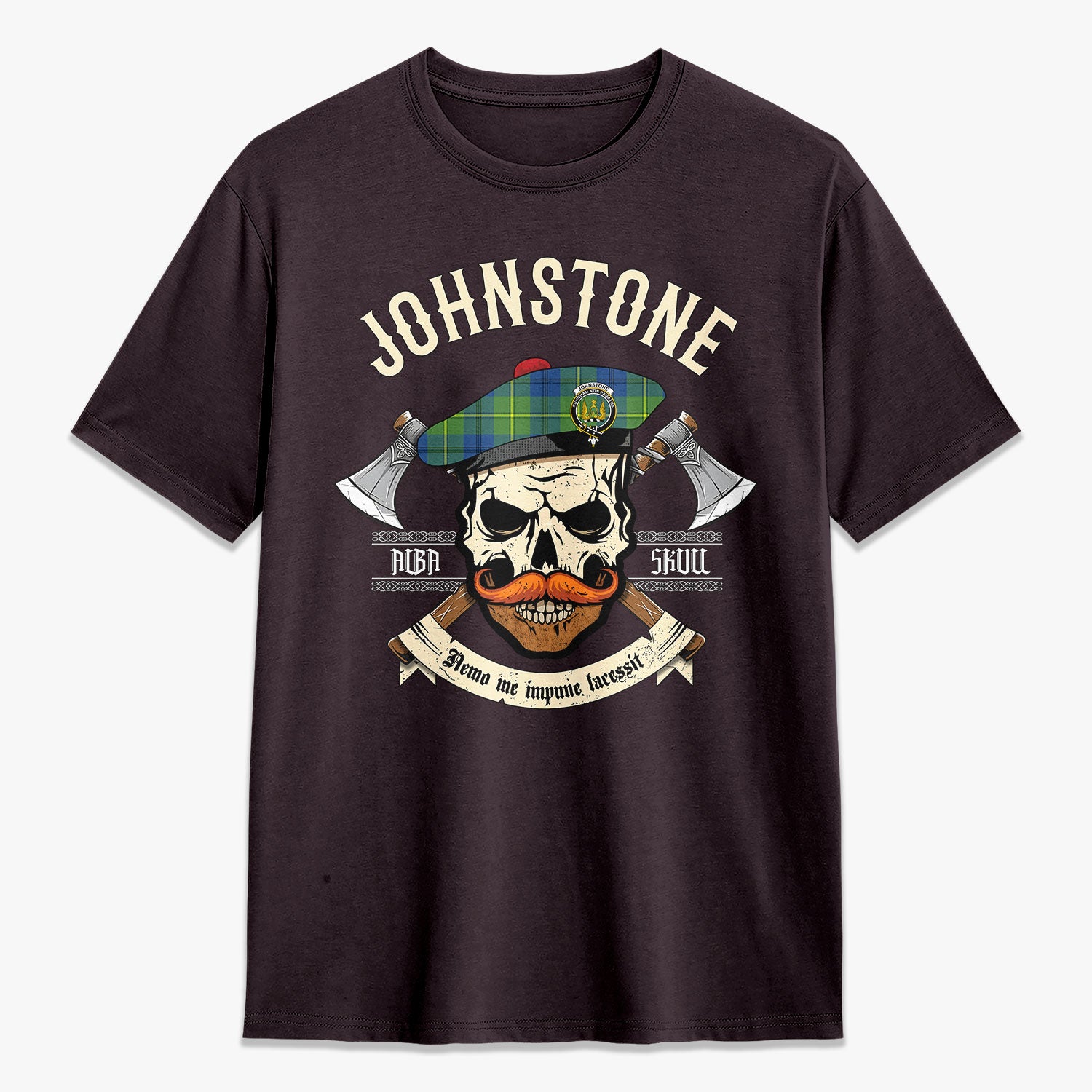 Johnstone Ancient Tartan Crest 2D T-shirt - Alba Skull Style