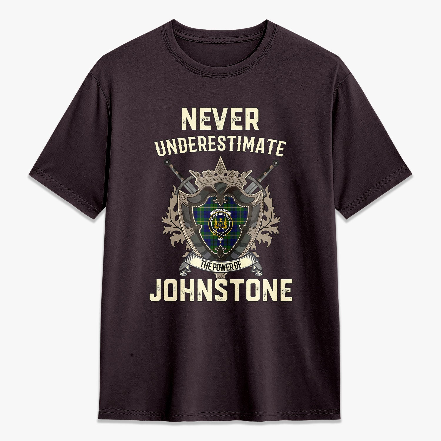 Johnstone Modern Tartan Crest 2D T-shirt - Never Underestimate Style