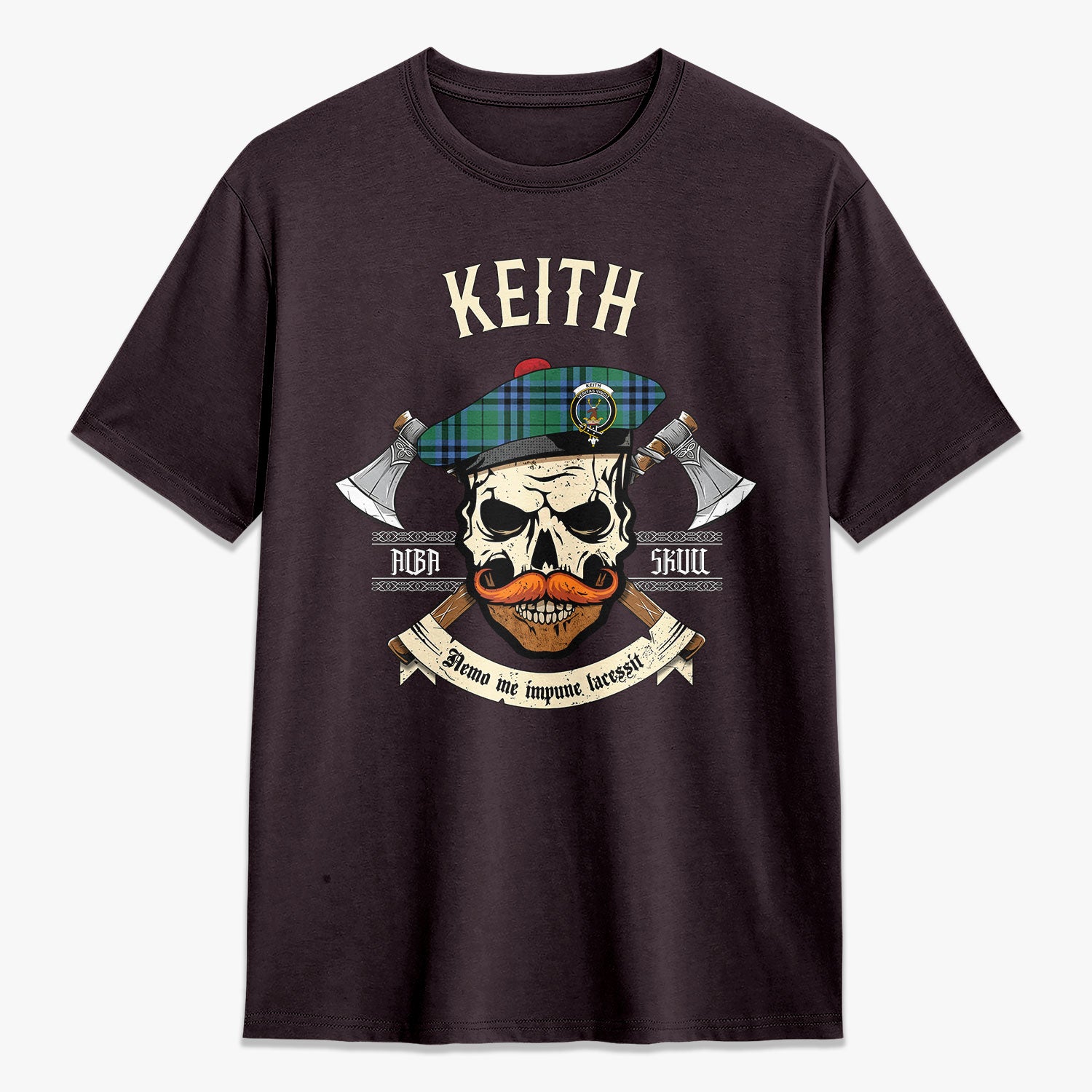 Keith Ancient Tartan Crest 2D T-shirt - Alba Skull Style