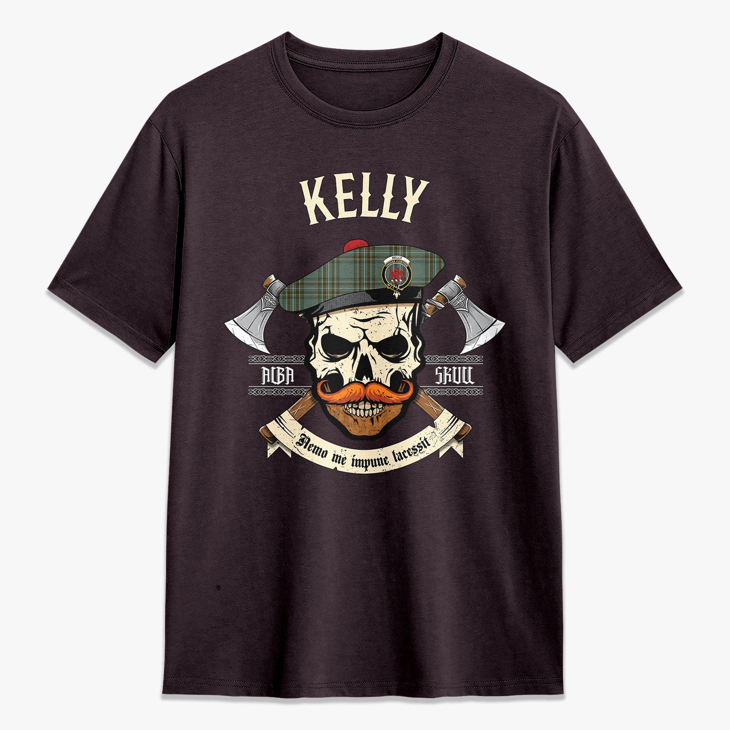 Kelly Dress Tartan Crest 2D T-shirt - Alba Skull Style