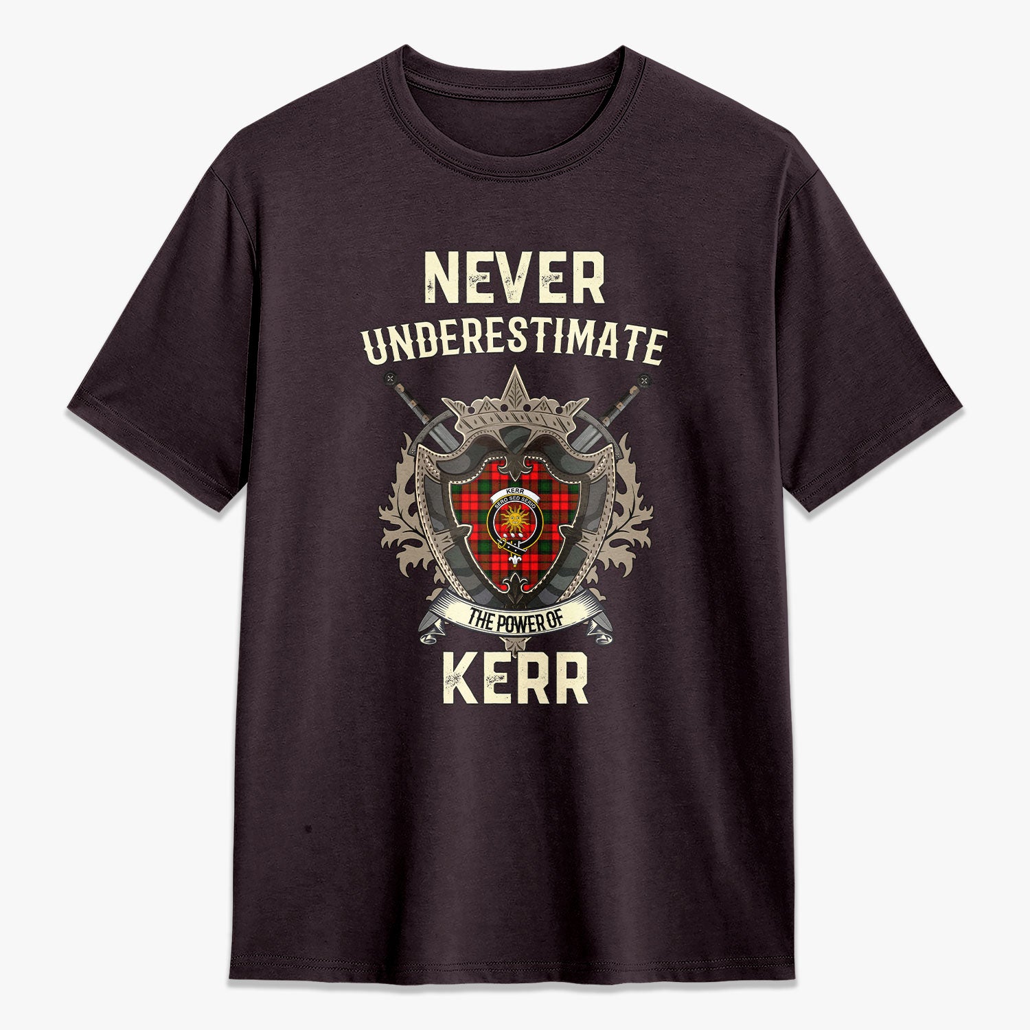Kerr Modern Tartan Crest 2D T-shirt - Never Underestimate Style