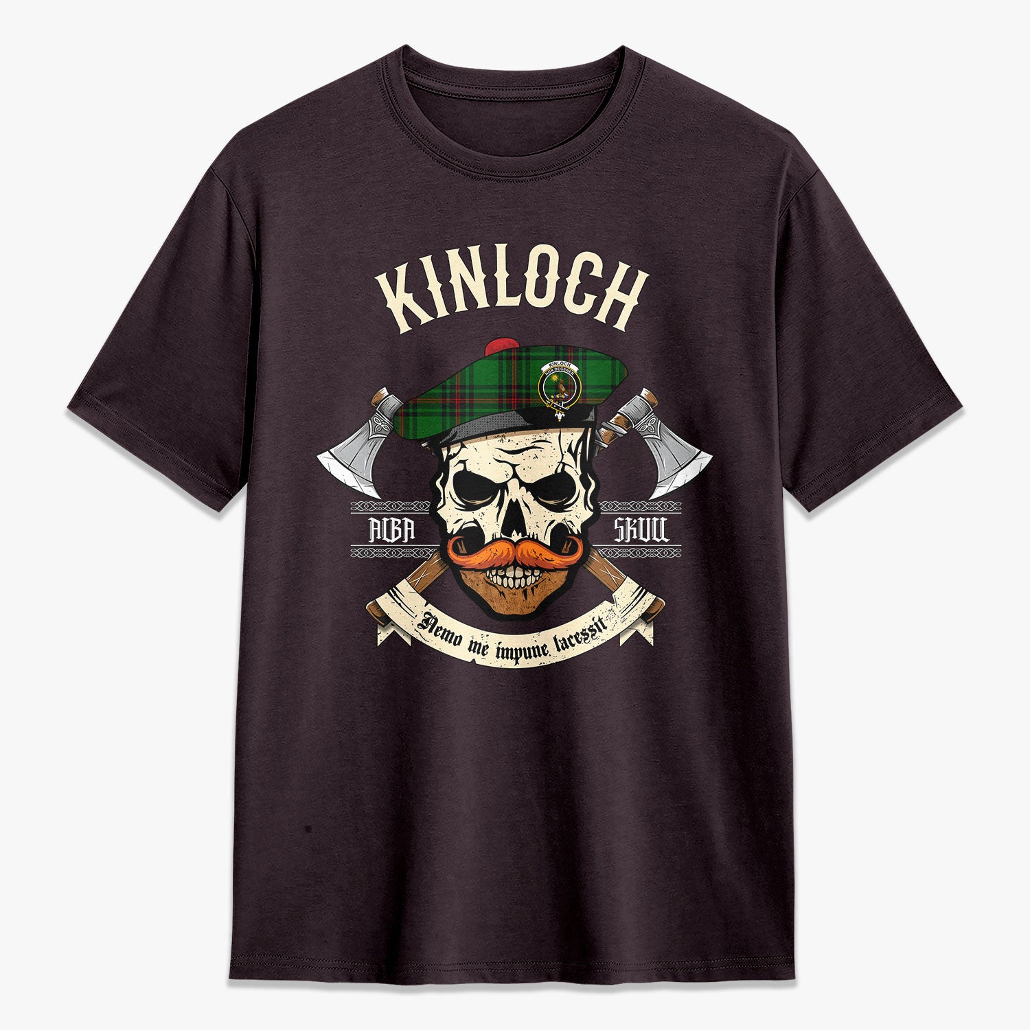 Kinloch Tartan Crest 2D T-shirt - Alba Skull Style