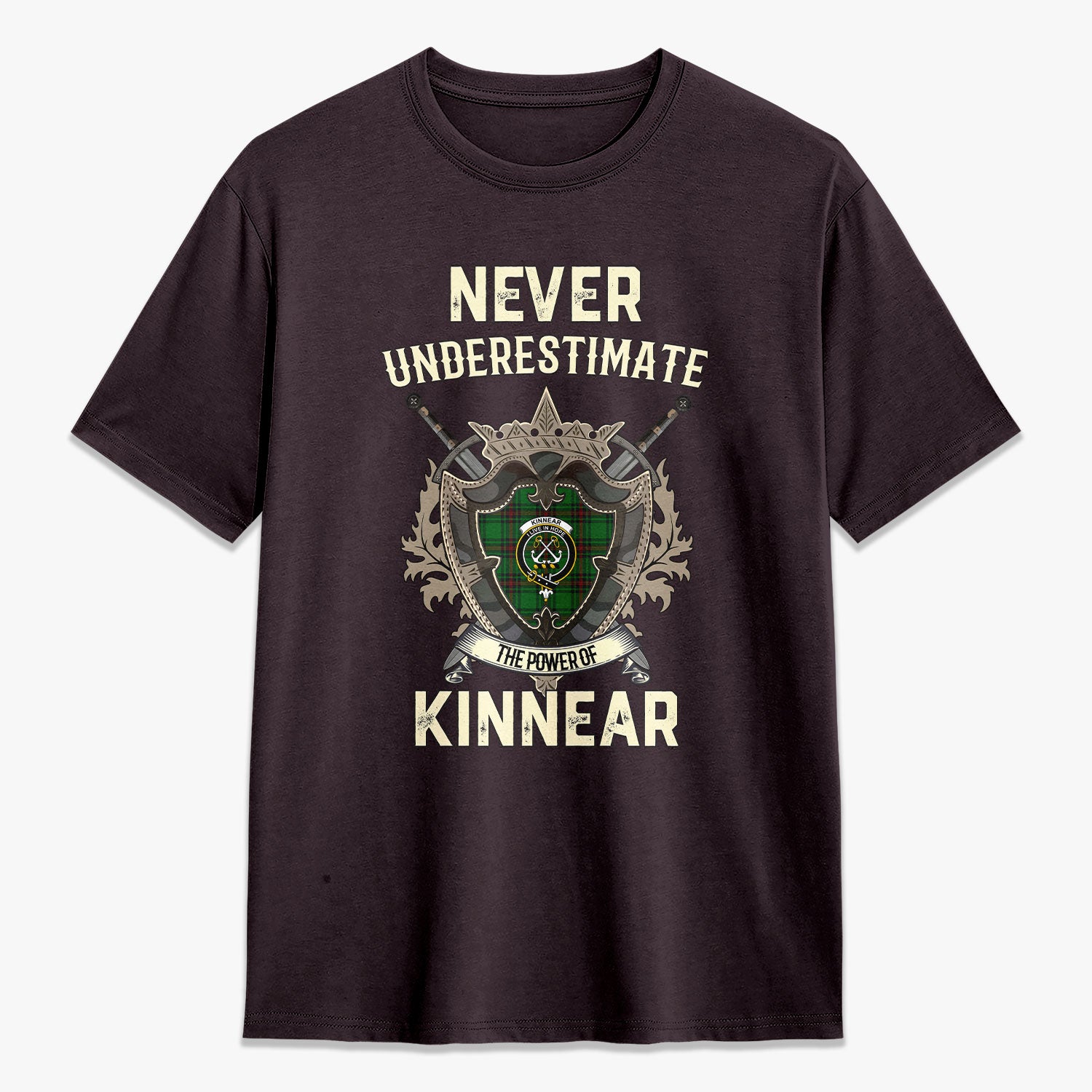 Kinnear Tartan Crest 2D T-shirt - Never Underestimate Style