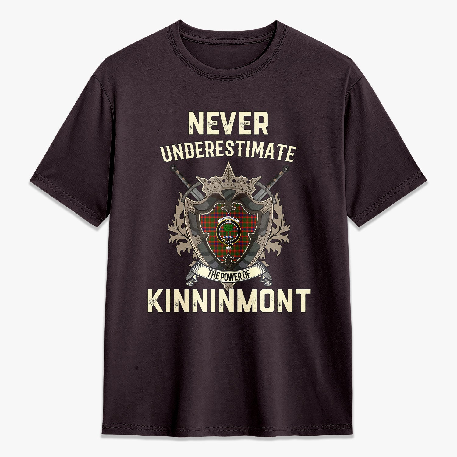 Kinninmont Tartan Crest 2D T-shirt - Never Underestimate Style