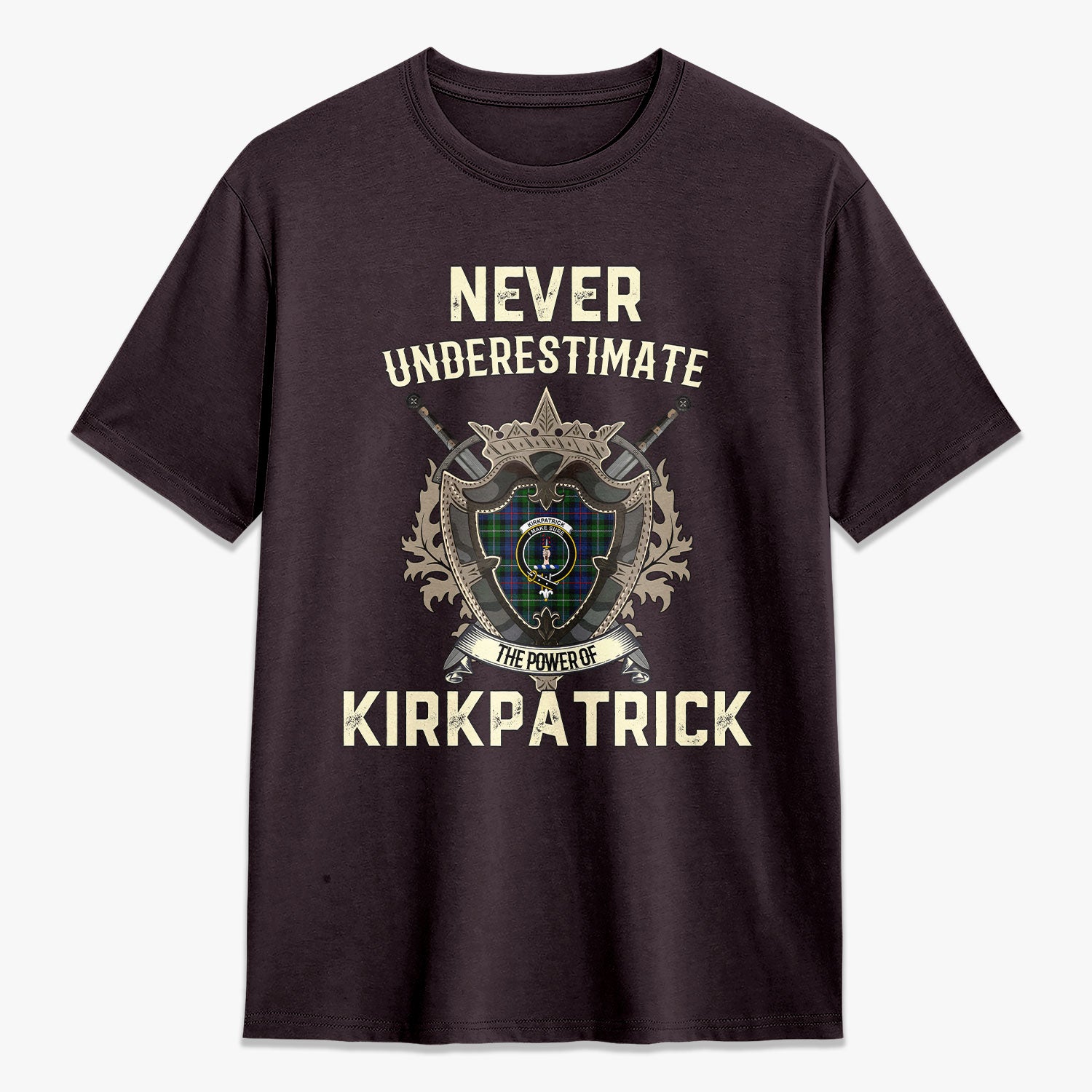 Kirkpatrick Tartan Crest 2D T-shirt - Never Underestimate Style