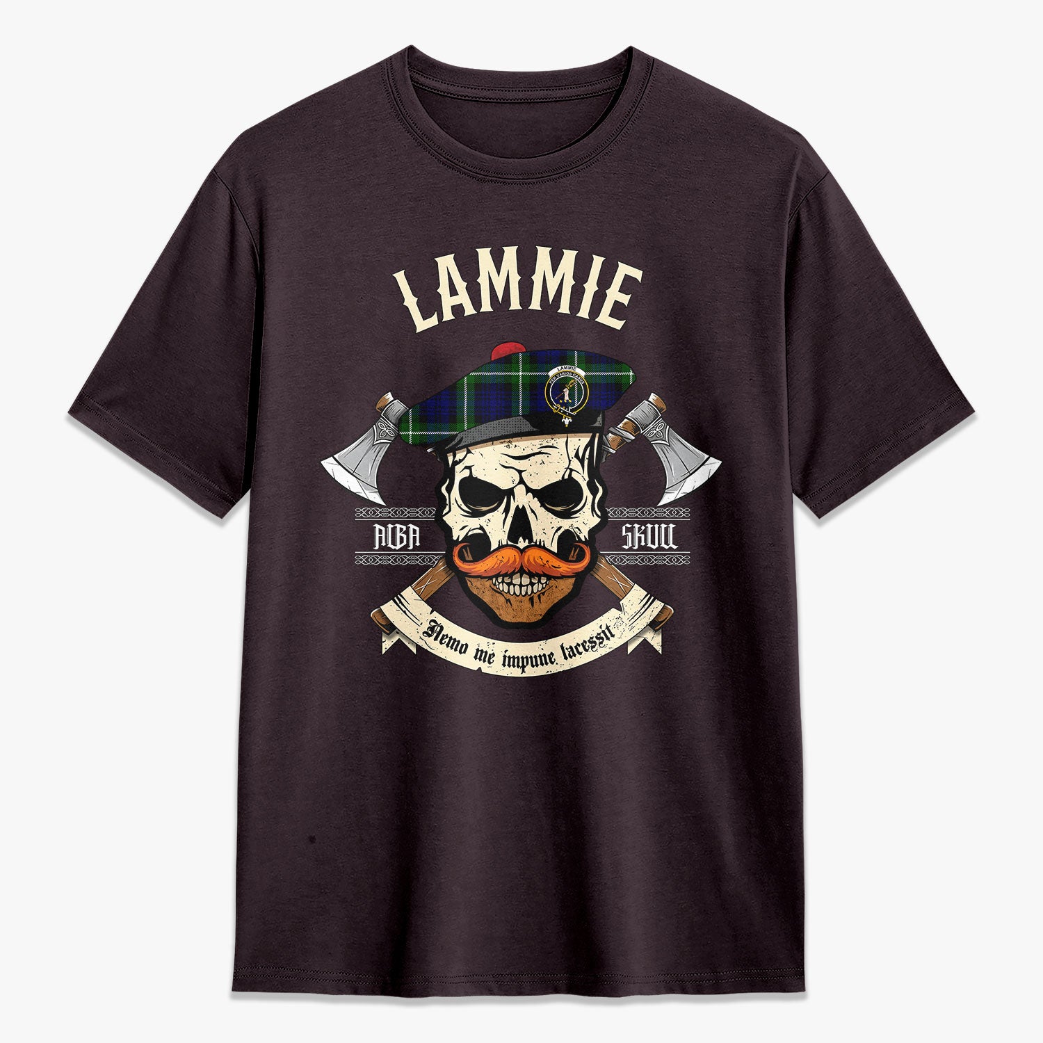 Lammie Tartan Crest 2D T-shirt - Alba Skull Style