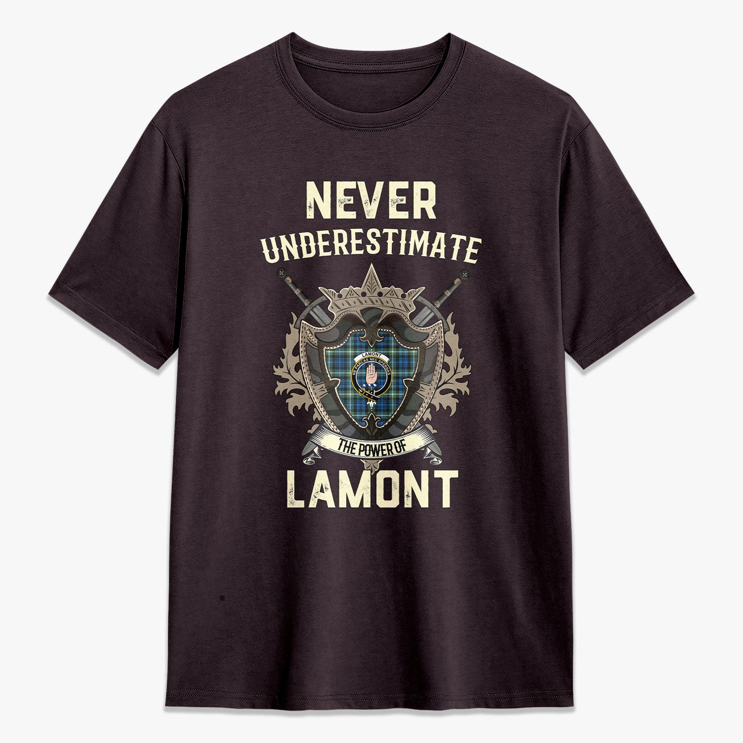 Lamont Ancient Tartan Crest 2D T-shirt - Never Underestimate Style