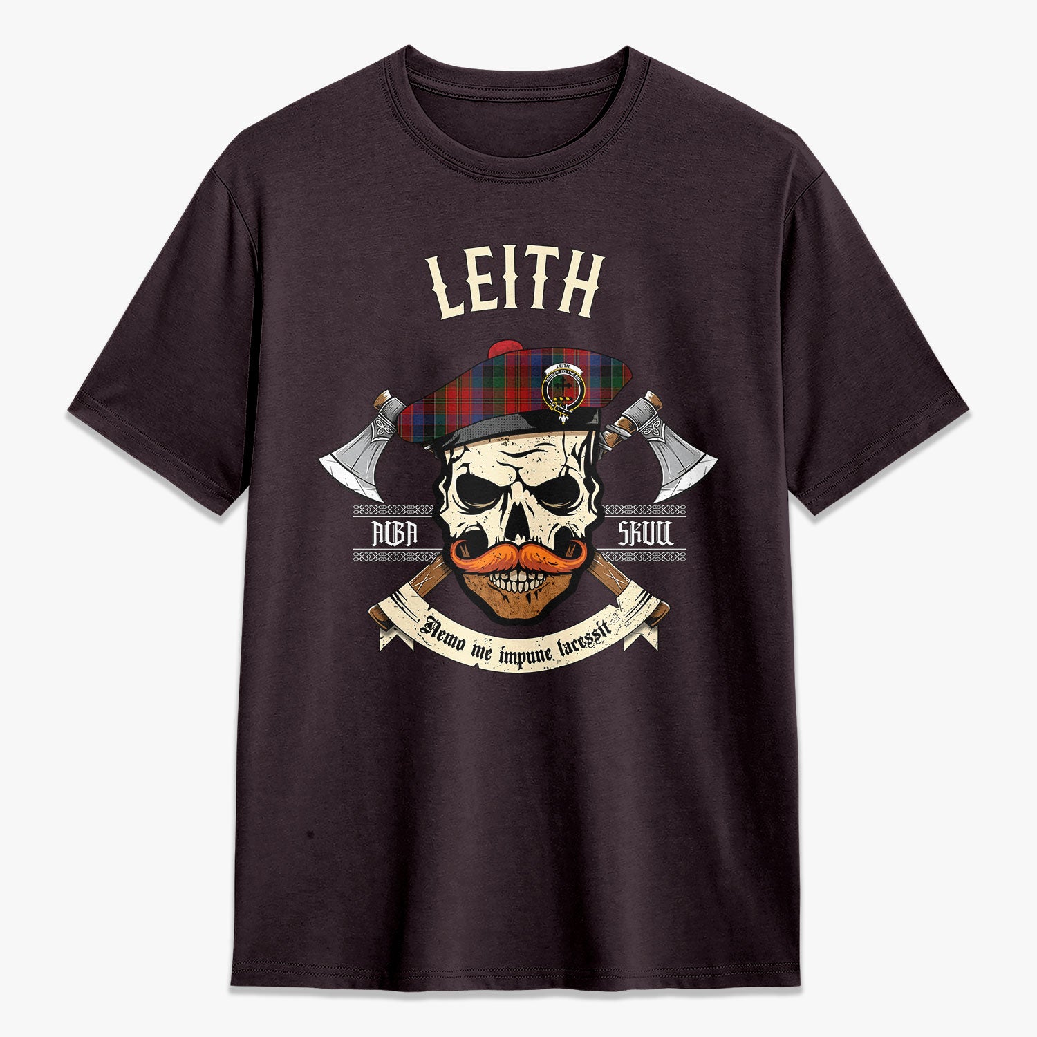 Leith Tartan Crest 2D T-shirt - Alba Skull Style