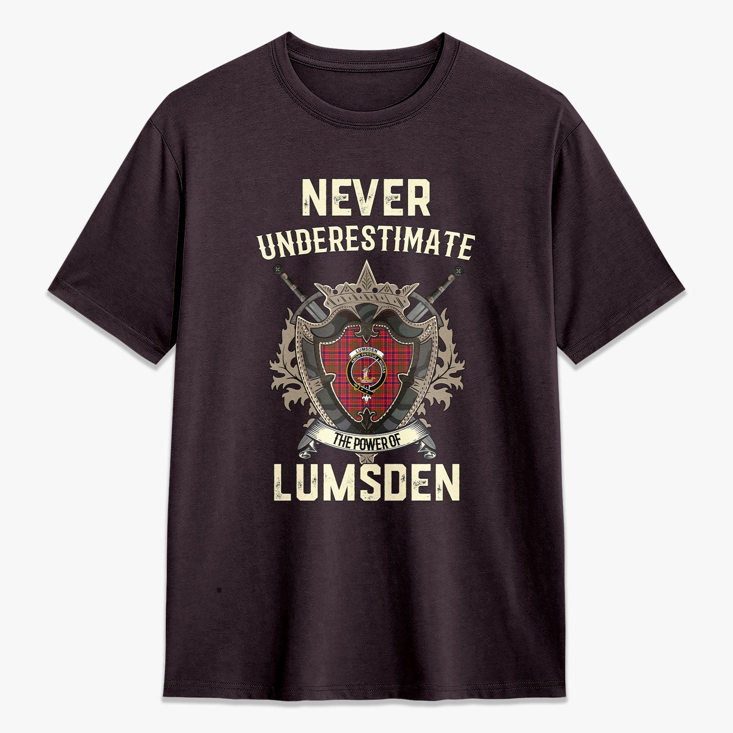 Lumsden Modern Tartan Crest 2D T-shirt - Never Underestimate Style