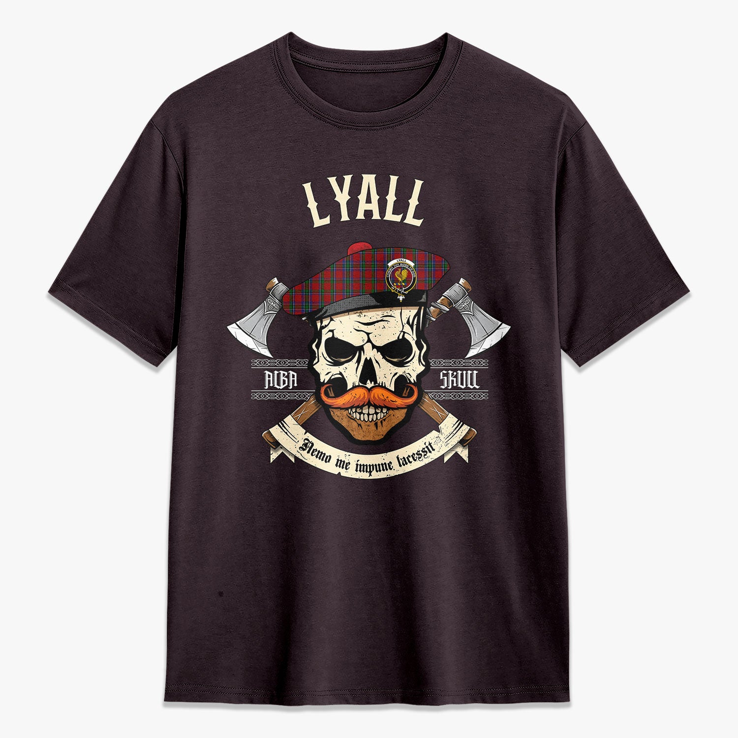 Lyall Tartan Crest 2D T-shirt - Alba Skull Style