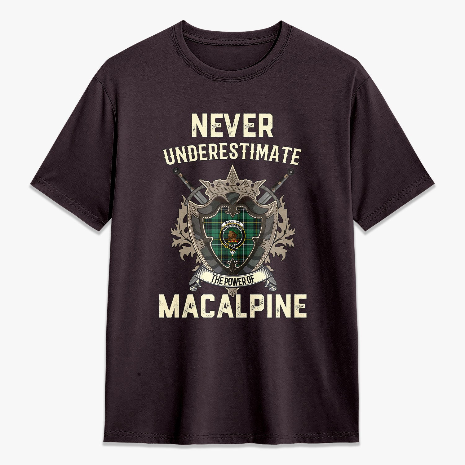 MacAlpine Ancient Tartan Crest 2D T-shirt - Never Underestimate Style
