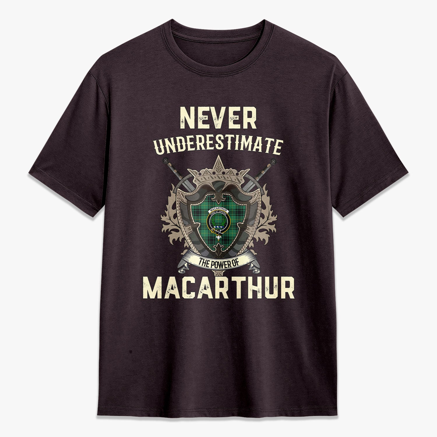 MacArthur Ancient Tartan Crest 2D T-shirt - Never Underestimate Style