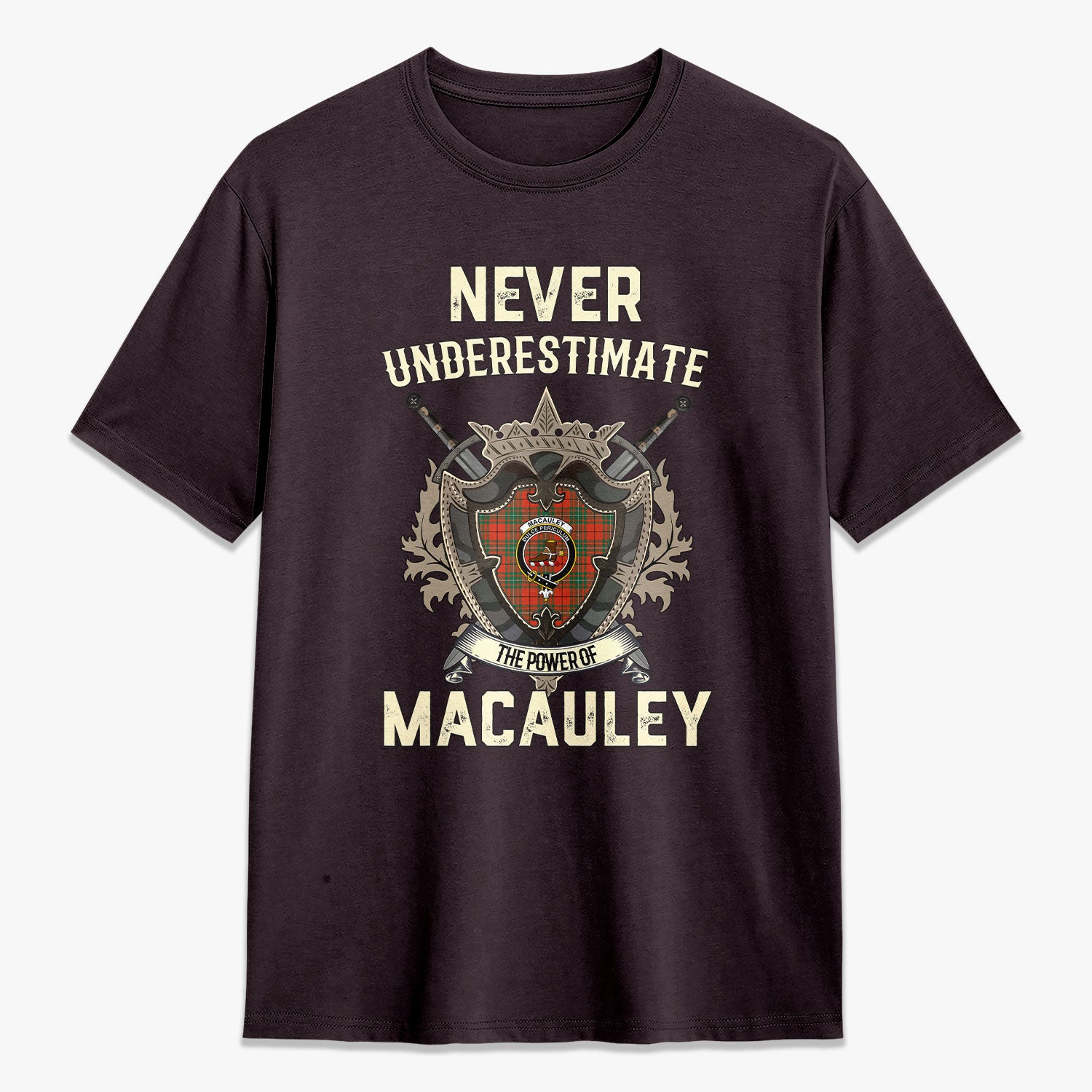 MacAuley Ancient Tartan Crest 2D T-shirt - Never Underestimate Style