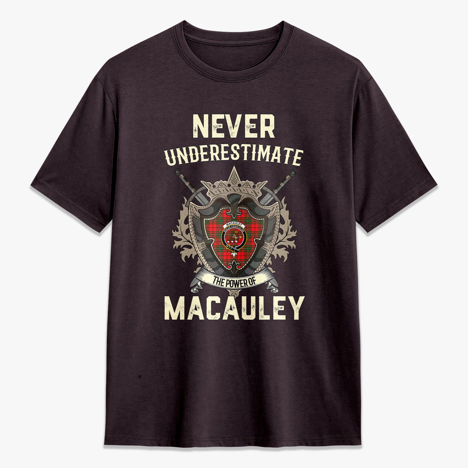 MacAuley Modern Tartan Crest 2D T-shirt - Never Underestimate Style